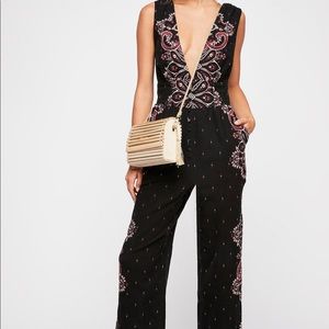 Free People Setting Sun Printed Jumpsuit